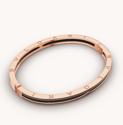 [Lumi Jewels]BRACELET ZÉRO 1 OR ROSE ET CÉRAMIQUE NOIRE MATE