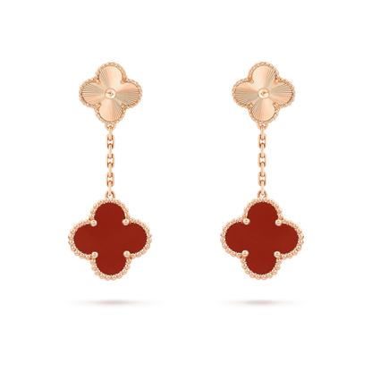 [Lumi Jewels]CLOVER 2 MOTIF  LASER CARNELIAN EARRINGS