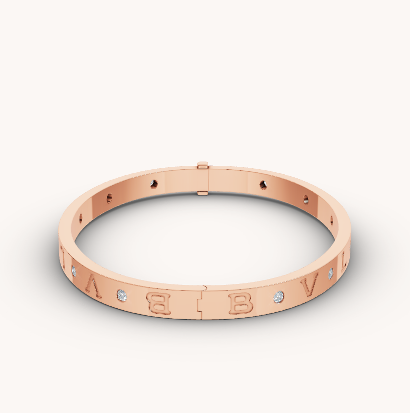 [Lumi Jewels]BRACELET ZERO 1 OR ROSE 12 DIAMANTS