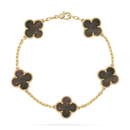 [Lumi Jewels]CLOVER 5 MOTIF GRAY MOP  BRACELET