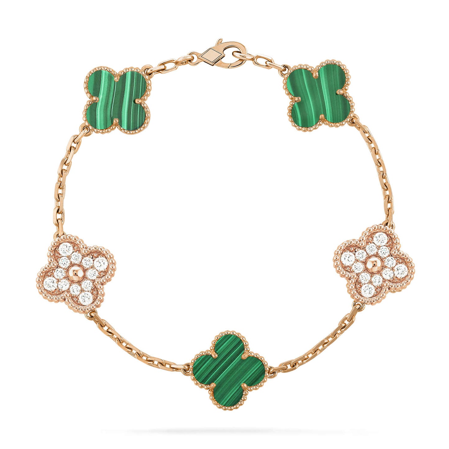 [Lumi Jewels]CLOVER  5 MOTIF MALACHITE DIAMOND BRACELET