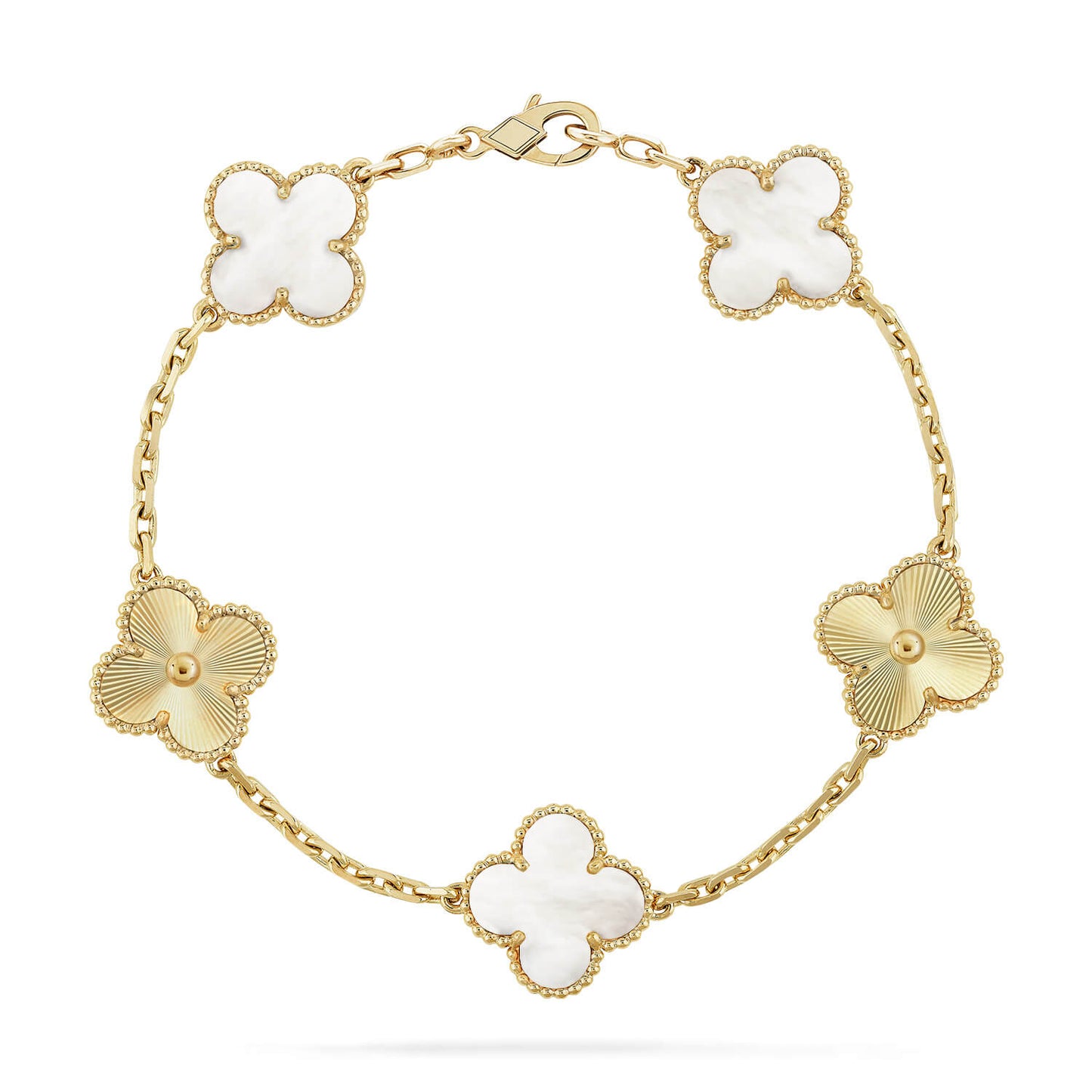 [Lumi Jewels]CLOVER 5 MOTIF WHITE MOP LASER BRACELET