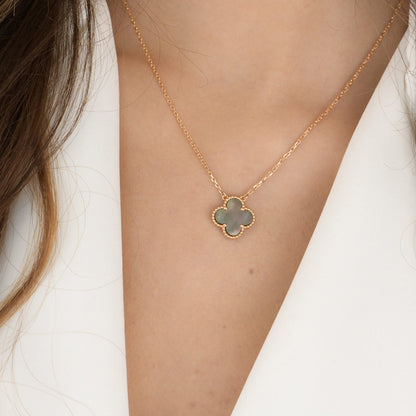 [Lumi Jewels]CLOVER 15MM  GRAY MOTHER OF PEARL NECKLACE