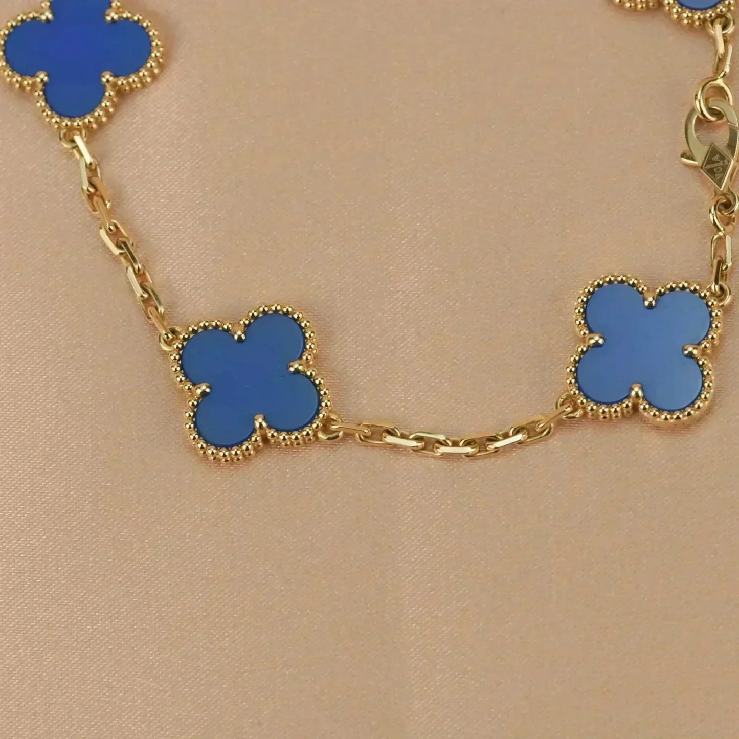 [Lumi Jewels]CLOVER 5 MOTIFS BLUE AGATE BRACELET