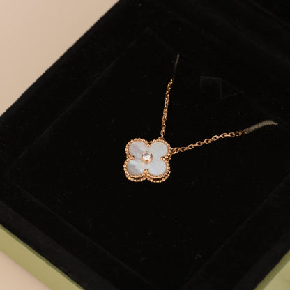 [Lumi Jewels]COLLIER TRÈFLE 15MM DIAMANT FRITILLAIRE BLANC
