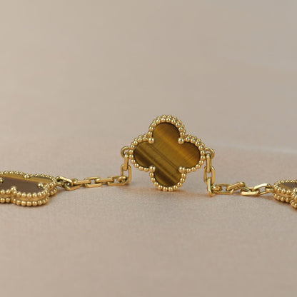 [Lumi Jewels]CLOVER  5 MOTIFS TIGER EYE BRACELET