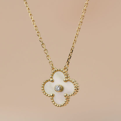 [Lumi Jewels]COLLIER TRÈFLE 15 MM DIAMANT OR NACRE