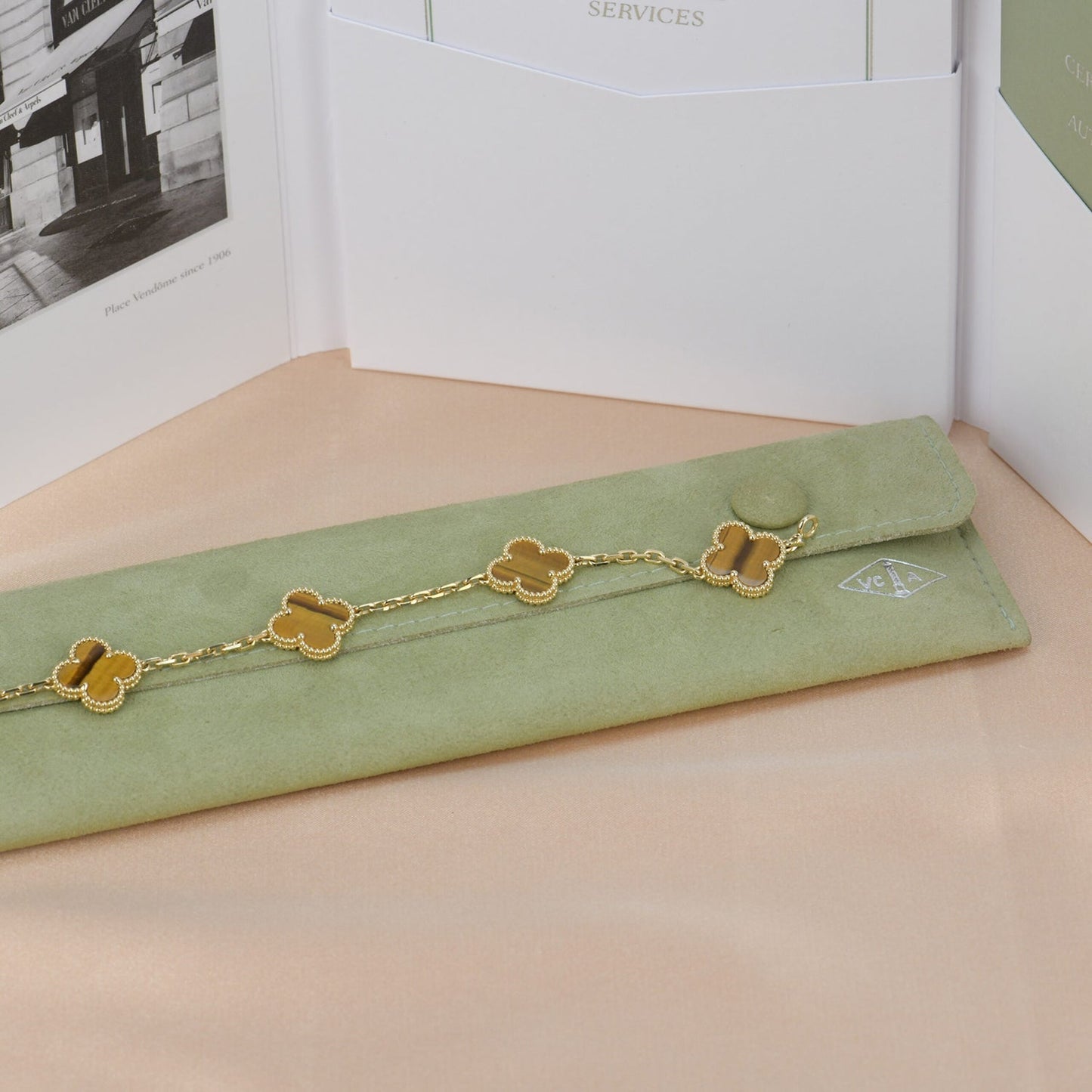 [Lumi Jewels]CLOVER  5 MOTIFS TIGER EYE BRACELET