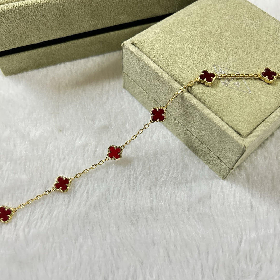 [Lumi Jewels]CLOVER 6 MOTIF RED AGATE BRACELET