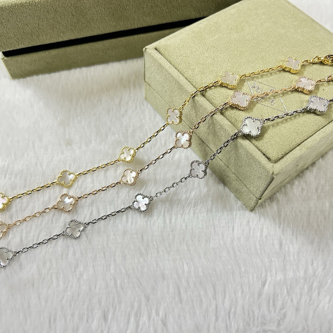 [Lumi Jewels]CLOVER 6 MOTIF WHITE MOP BRACELET