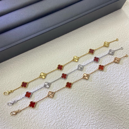 [Lumi Jewels]CLOVER 6 MOTIF RED AGATE LASER BRACELET