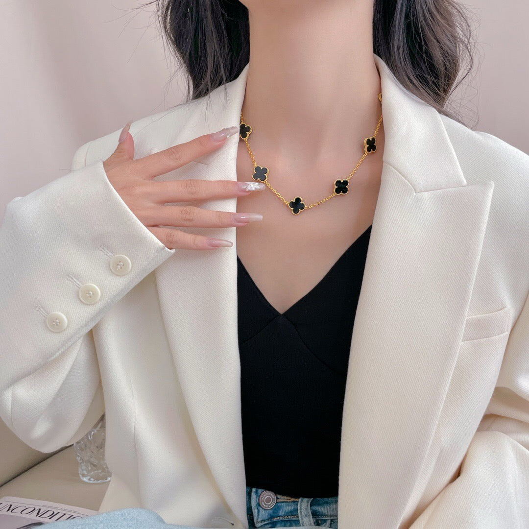 [Lumi Jewels]CLOVERS THE 10-MOTIFS ONYX NECKLACE