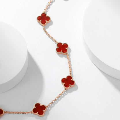 [Lumi Jewels]CLOVERS THE  10-MOTIFS CARNELIAN NECKLACE