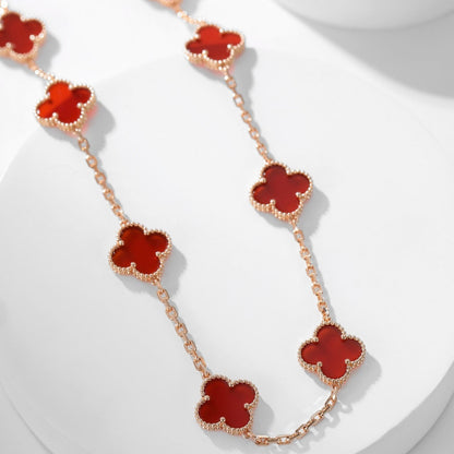 [Lumi Jewels]CLOVERS THE  10-MOTIFS CARNELIAN NECKLACE