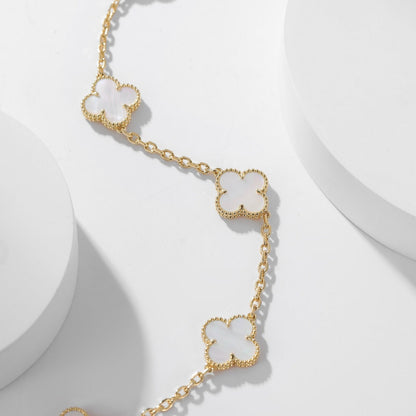 [Lumi Jewels]CLOVERS THE 10-MOTIFS WHITE MOTHER OF PEARL NECKLACE