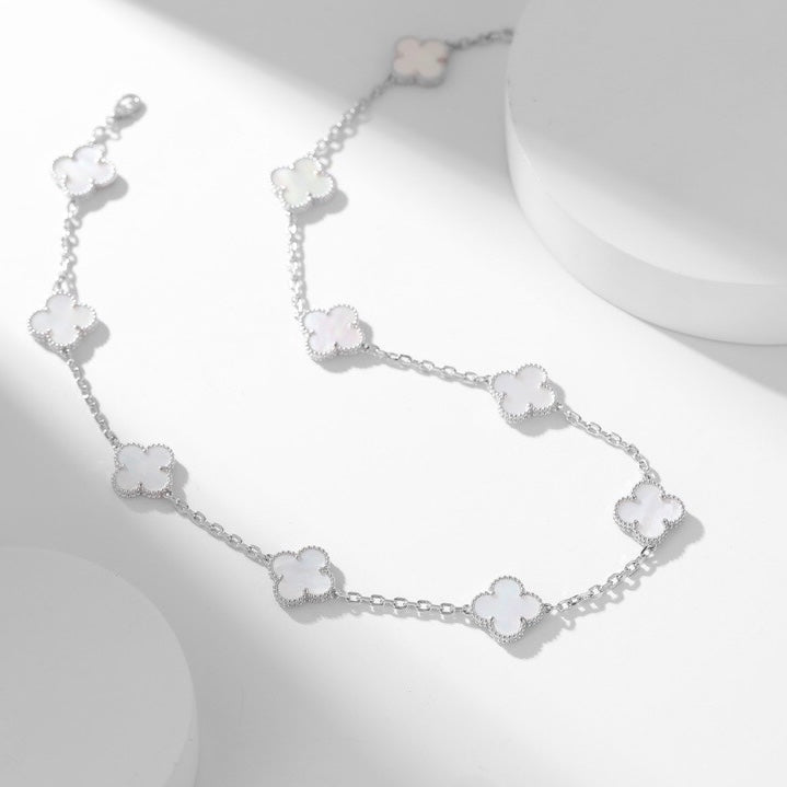 [Lumi Jewels]CLOVERS THE 10-MOTIFS WHITE MOTHER OF PEARL NECKLACE