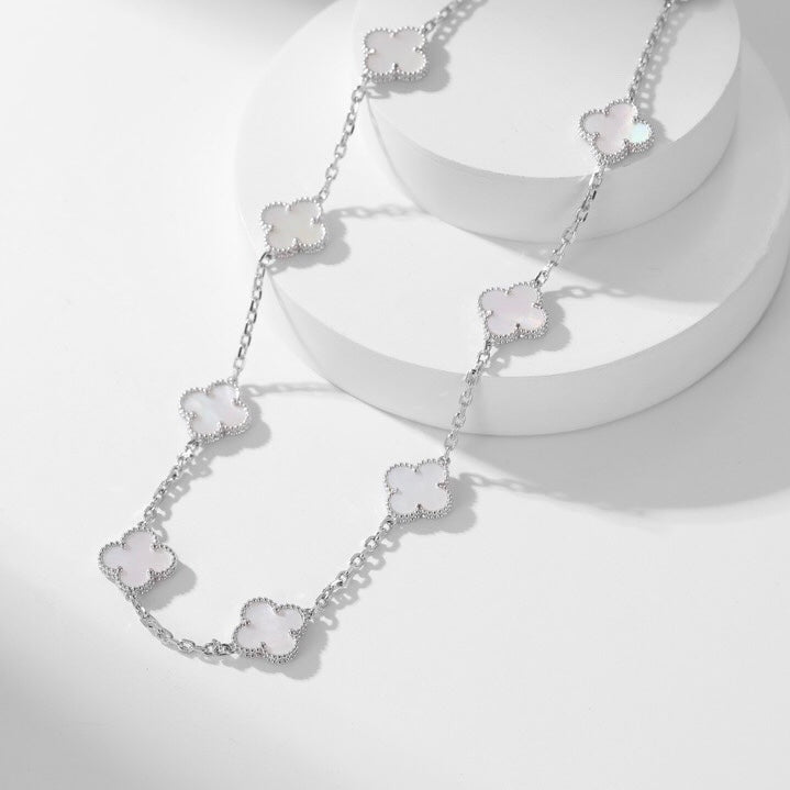 [Lumi Jewels]CLOVERS THE 10-MOTIFS WHITE MOTHER OF PEARL NECKLACE