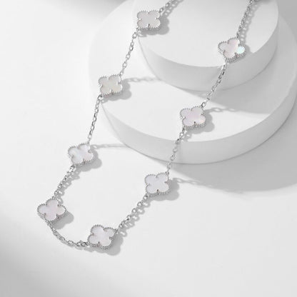 [Lumi Jewels]CLOVERS THE 10-MOTIFS WHITE MOTHER OF PEARL NECKLACE