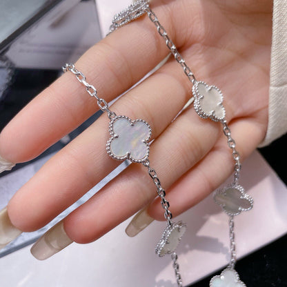 [Lumi Jewels]CLOVERS THE 10-MOTIFS WHITE MOTHER OF PEARL NECKLACE
