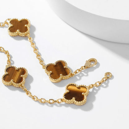 [Lumi Jewels]CLOVERS THE 10-MOTIFS TIGER EYE NECKLACE