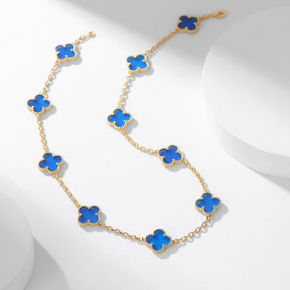 [Lumi Jewels]CLOVERS THE 10-MOTIFS BLUE AGATE NECKLACE
