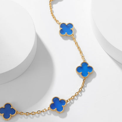 [Lumi Jewels]CLOVERS THE 10-MOTIFS BLUE AGATE NECKLACE