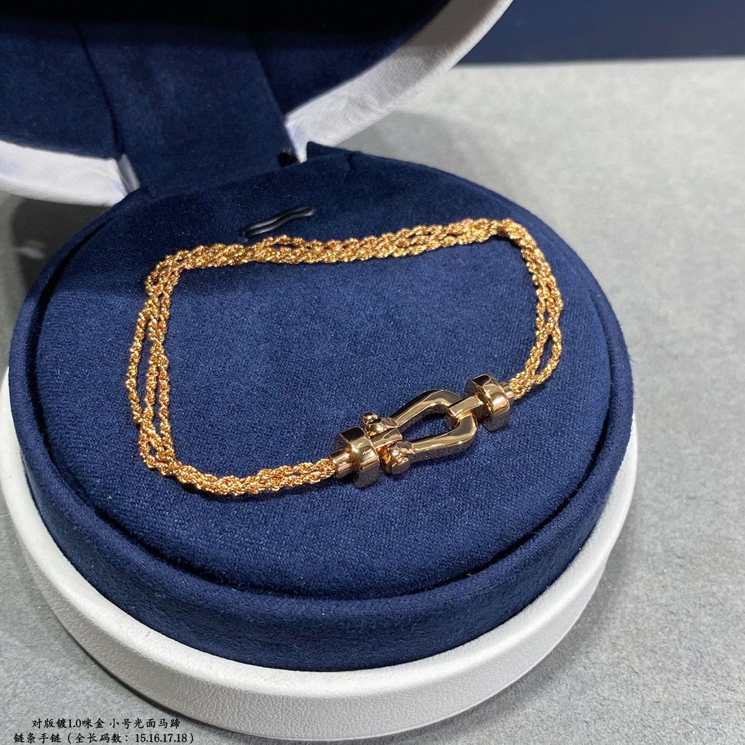 [Lumi Jewels]BRACELET CORDE CHAÎNE EN DIAMANT PETIT FER À CHEVAL FORCE