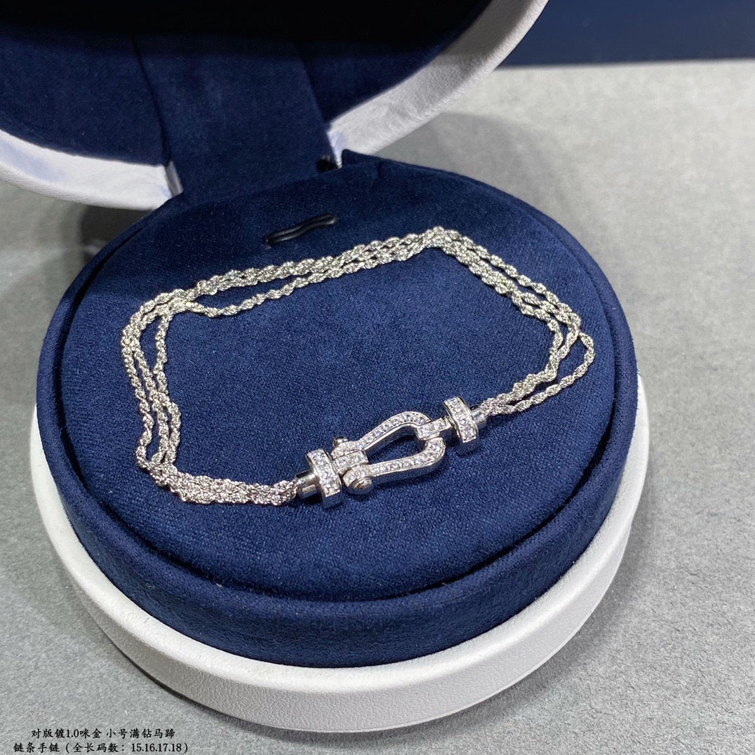 [Lumi Jewels]BRACELET CORDE CHAÎNE EN DIAMANT PETIT FER À CHEVAL FORCE