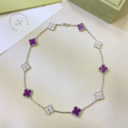 [Lumi Jewels]CLOVER 10 MOTIFS  PURPLE VIOLET DIAMOND NECKLACE