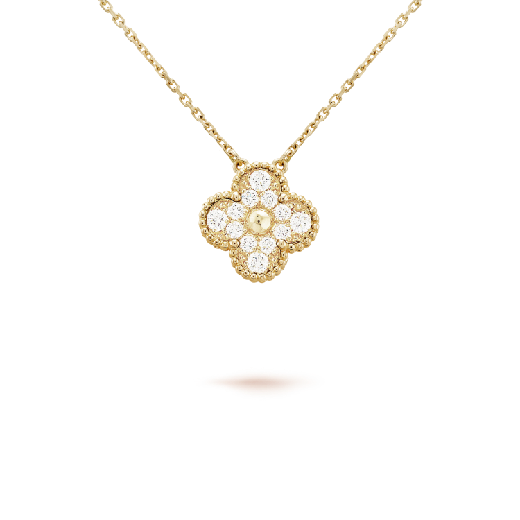 [Lumi Jewels] COLLIER FLEUR SOLITAIRE DIAMANT TRÈFLE 15 MM