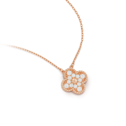 [Lumi Jewels] COLLIER FLEUR SOLITAIRE DIAMANT TRÈFLE 15 MM