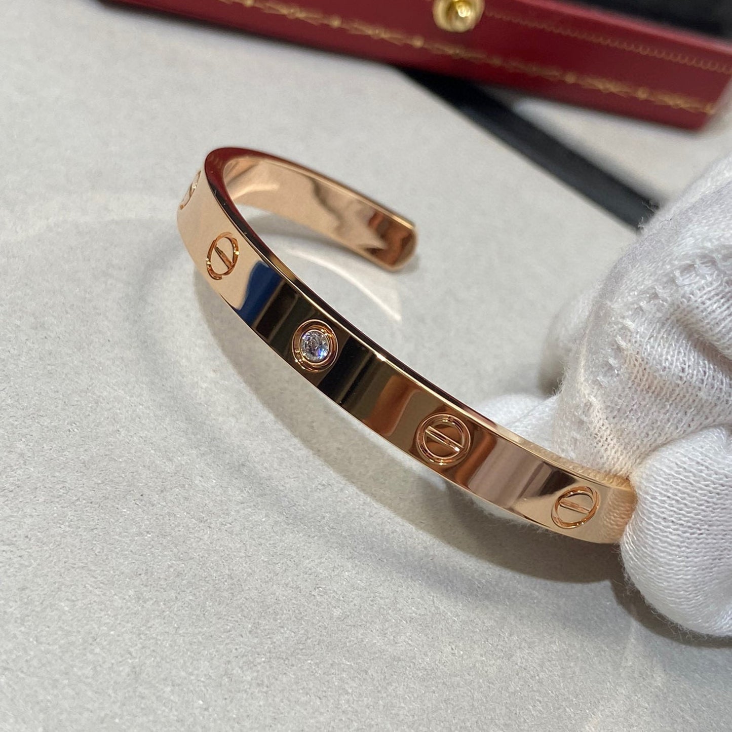 [Lumi Jewels]LOVE BRACELET 6.1MM 1 DIAMOND OPEN CUFF