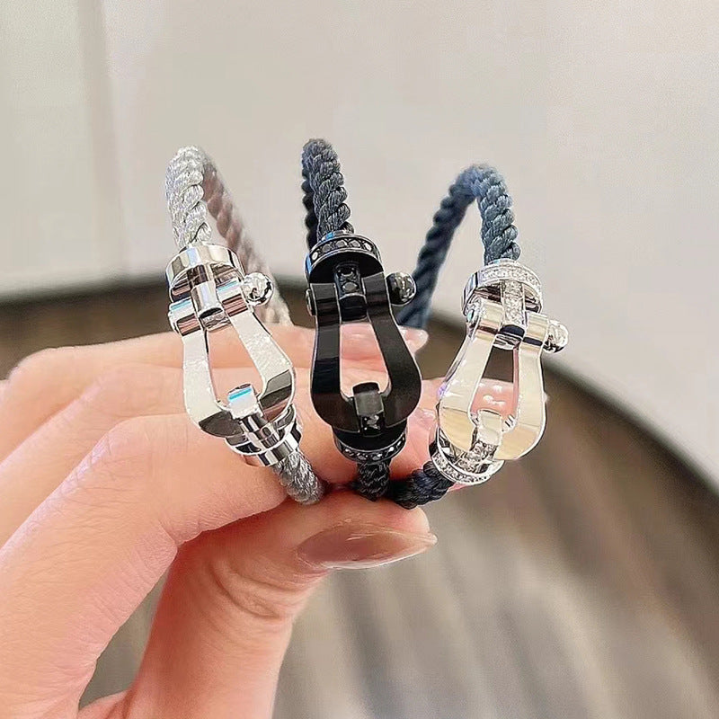 [Lumi Jewels]FORCE LARGE HORSESHOE FULL DIAMOND BRACELET SILVER