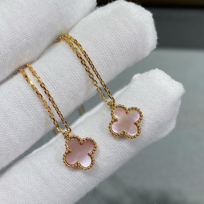 [Lumi Jewels]CLOVER 15MM PINK MOTHER-OF-PEARL SINGLE FLOWER NECKLACE