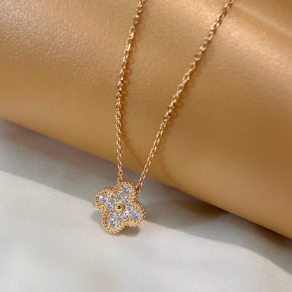[Lumi Jewels] COLLIER FLEUR SOLITAIRE DIAMANT TRÈFLE 15 MM