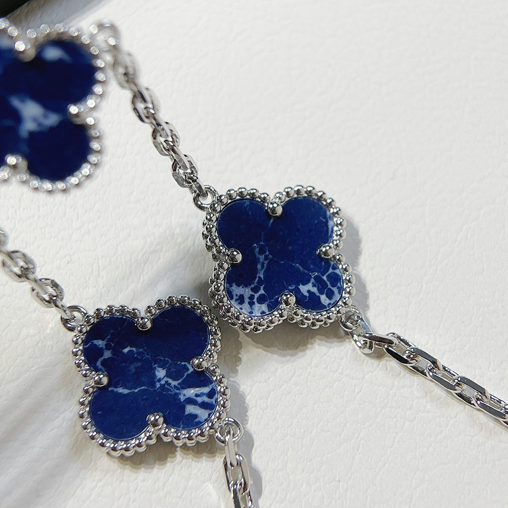[Lumi Jewels]CLOVER 5 MOTIF PIETERSITE SILVER BRACELET