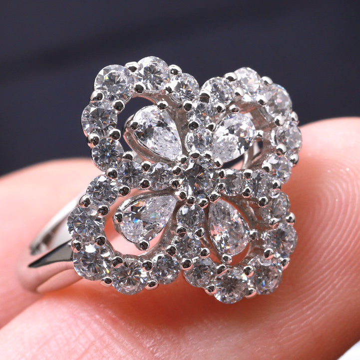 [Lumi Jewels]LOOP RING FULL MOTIF DIAMOND 16MM SILVE