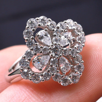 [Lumi Jewels]LOOP RING FULL MOTIF DIAMOND 16MM SILVE