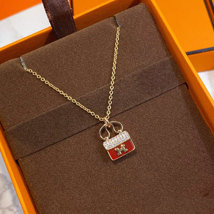 [Lumi Jewels]CONSTANCE RED PEDANT PINK GOLD NECKLACE
