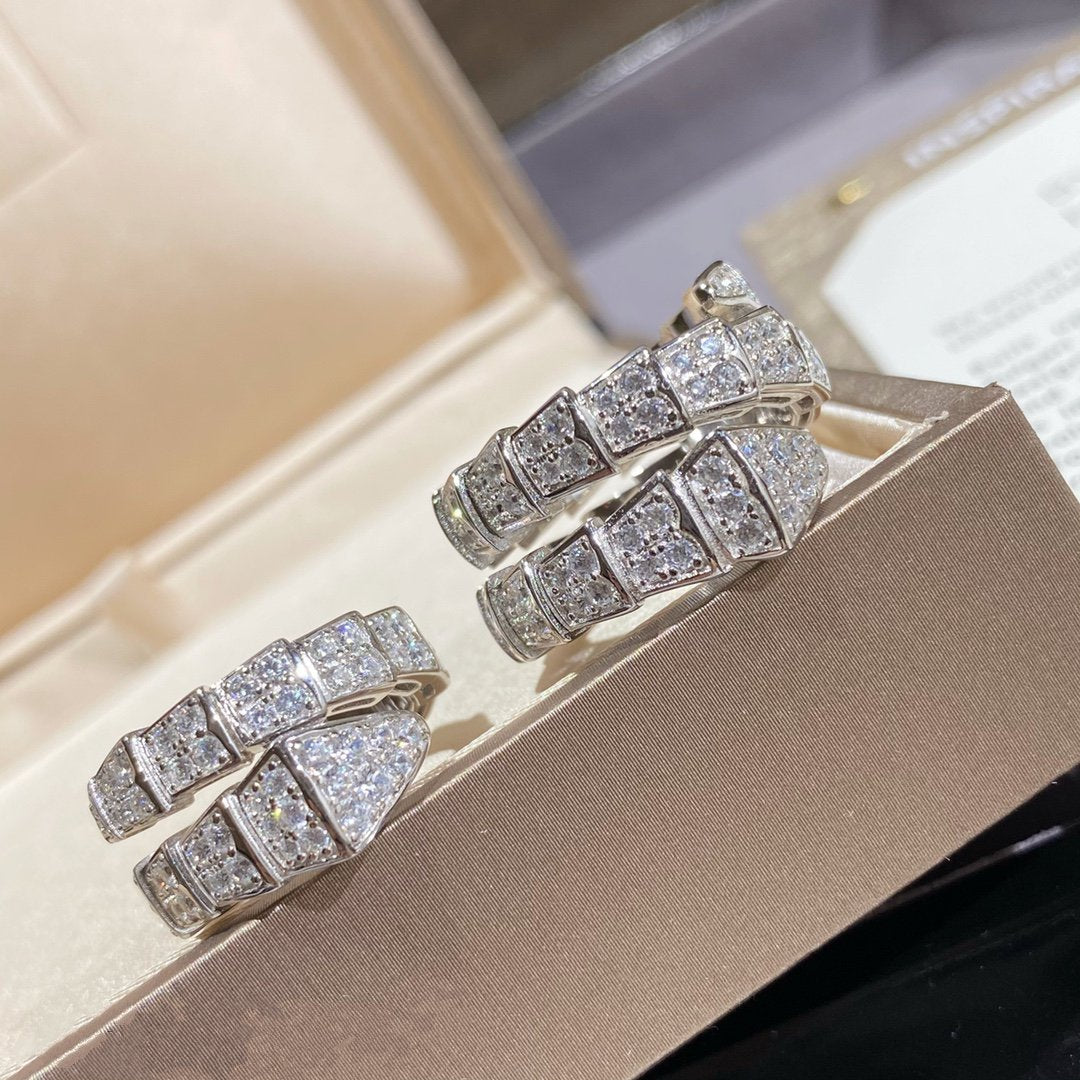 [Lumi Jewels]SERPENTI DOUBLE RING SILVER DIAMOND PAVED