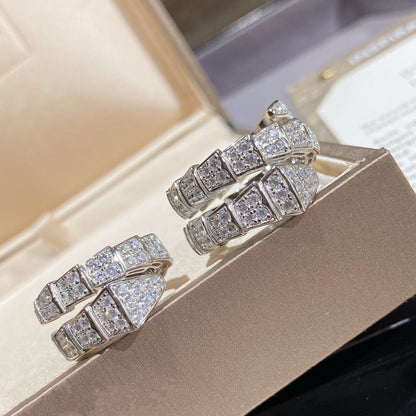[Lumi Jewels]SERPENTI DOUBLE RING SILVER DIAMOND PAVED