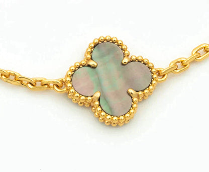 [Lumi Jewels]CLOVER 5 MOTIF GRAY MOP DIAMOND BRACELET
