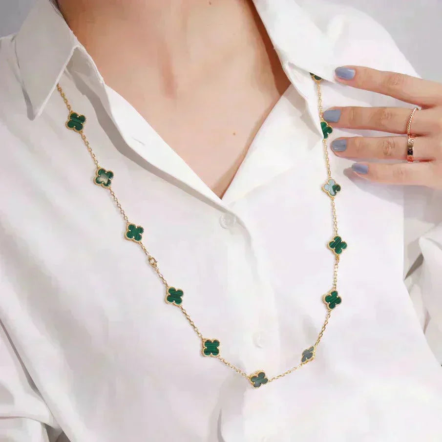 [Lumi Jewels]TRÈFLE 20 MOTIFS MALACHITE OR