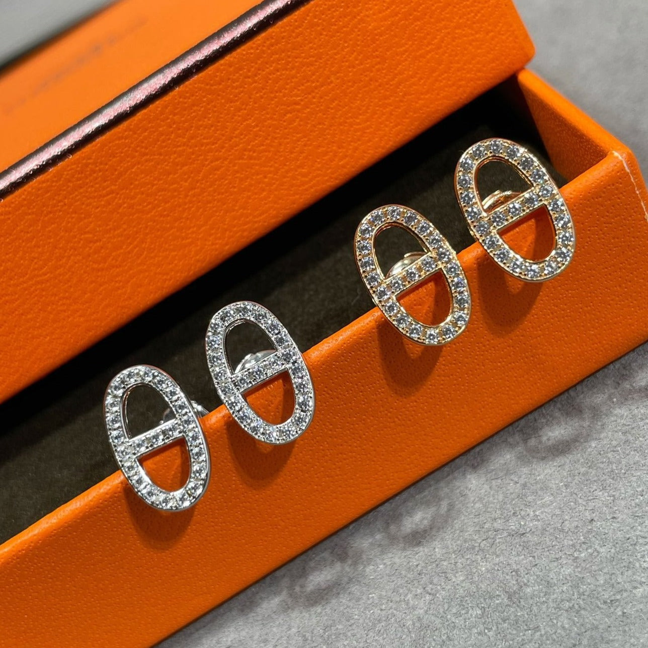 [Lumi Jewels]HM FULL DIAMOND PIG NOSE STUD EARRINGS