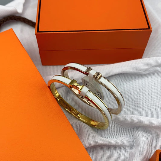 [Lumi Jewels]CLASSIC HM CLIC WHITE 8MM ENAMEL BRACELET