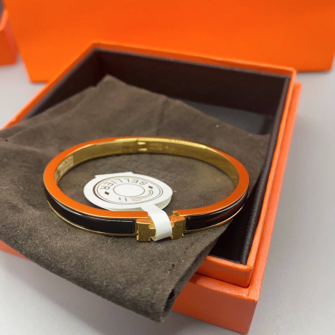 [Lumi Jewels]CLASSIC HM CLIC BLACK 8MM ENAMEL BRACELET