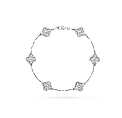 [Lumi Jewels]CLOVER 6 MOTIF SILVER DIAMOND BRACELET