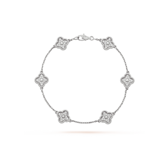 [Lumi Jewels]CLOVER 6 MOTIF SILVER DIAMOND BRACELET
