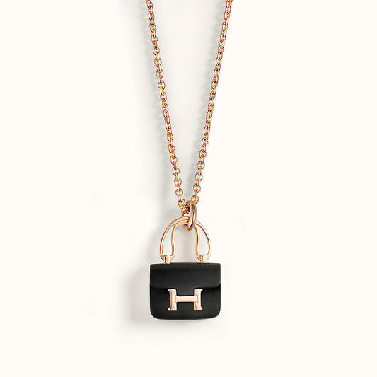 [Lumi Jewels]CONSTANCE BLACK PEDANT PINK GOLD NECKLACE