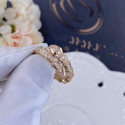 [Lumi Jewels]SERPENTI RING PINK GOLD DIAMOND PAVED 4MM